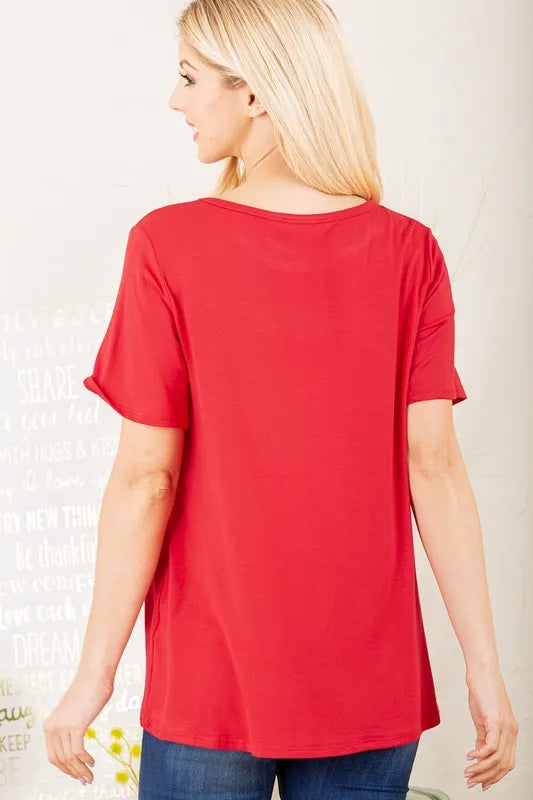 Rotes Oversize-T-Shirt mit Rundhalsausschnitt, kurze Ärmel, hinten einfarbig