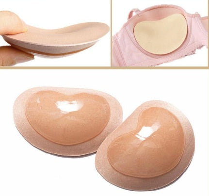 Silicone nipple covers bra pads, skin-tone oval pads, two-pack