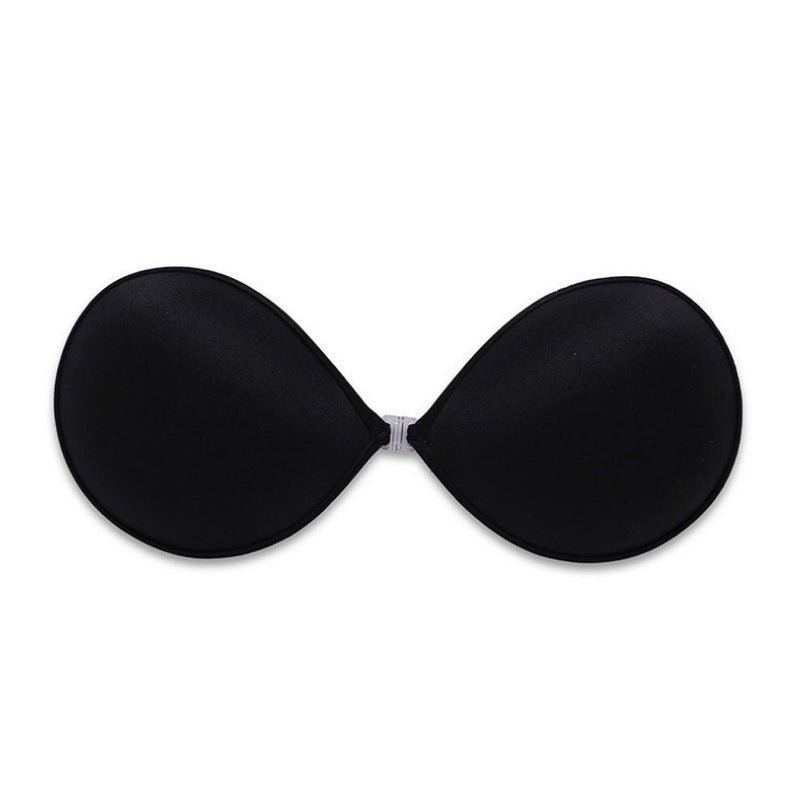 Seamless black silicone bra cups, molded concave pair