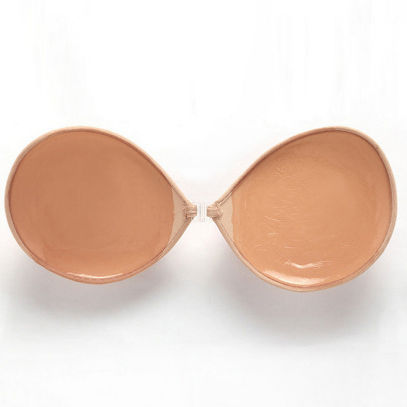 Nude/bronze seamless strapless silicone bra, 2-pack of round push-up cups
