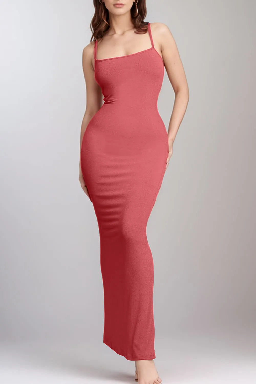 Rouge built-in shaping sleeveless maxi dress, scoop neck, bodycon fit