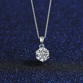 1‑ct moissanite pendant necklace in 925 sterling silver with round prong-set stone