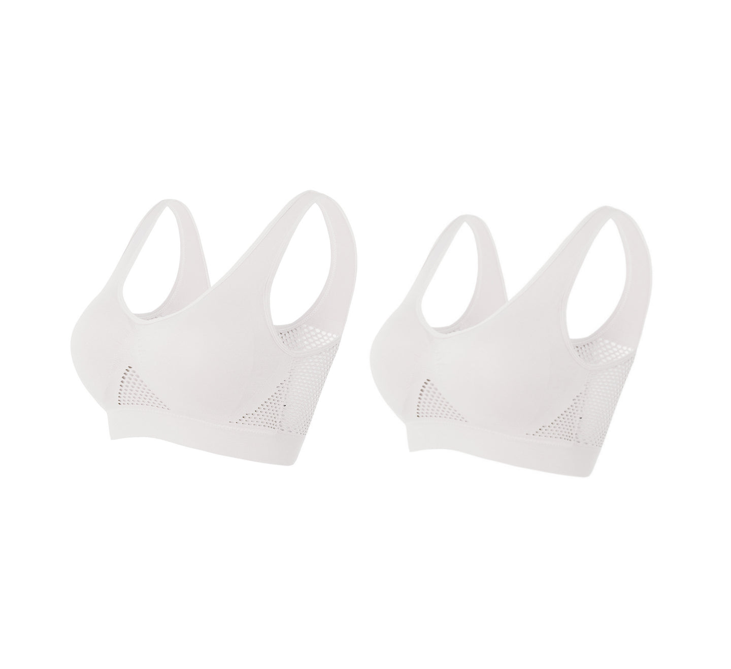 Women's everyday bra 2-pack in off-white, racerback with mesh detail