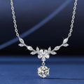 1 carat moissanite leaf flower necklace, 925 sterling silver round solitaire pendant