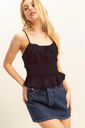 HYFVE Popeline Camisole mit geraffter Taille, schwarzer Sommer-Look