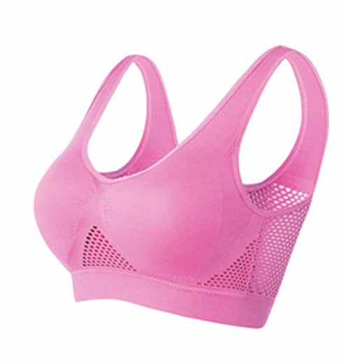 Women's everyday bra 2-pack in pink, seamless racerback with mesh sides