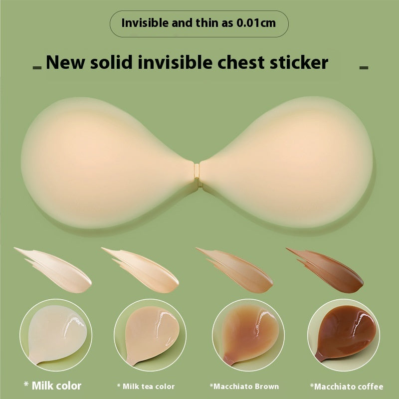 Silicone adhesive bra cups in multiple nude and brown shades, two-piece front view