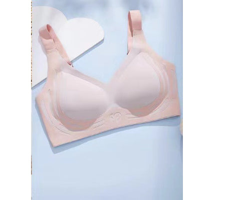 Plus size soft support adjustable sports bra, blush pink with smooth molded cups