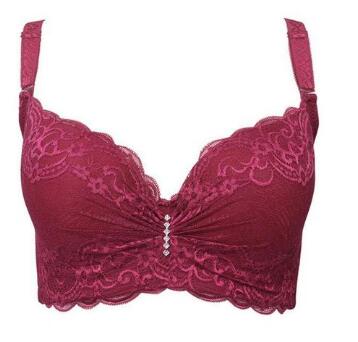 Wine red lace push-up bralette with scalloped lace cups and center clasp