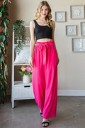 Watermelon Front-tie paperbag waist pants, plus size, wide-leg trousers