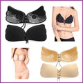 Strapless seamless bra set, black styles and nude styles with lace-up center ties