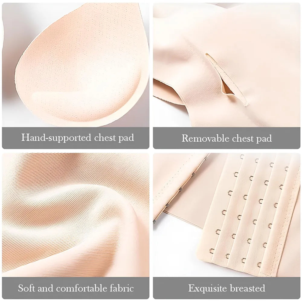 Removable padded cups for shapewear tank; hand-supported cup detail shown