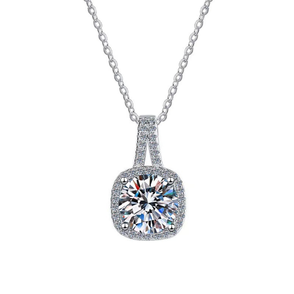 Tropfenförmiger 1-Carat Moissanite-Anhänger, 925 Sterlingsilber, gefasst mit Pavé-Details