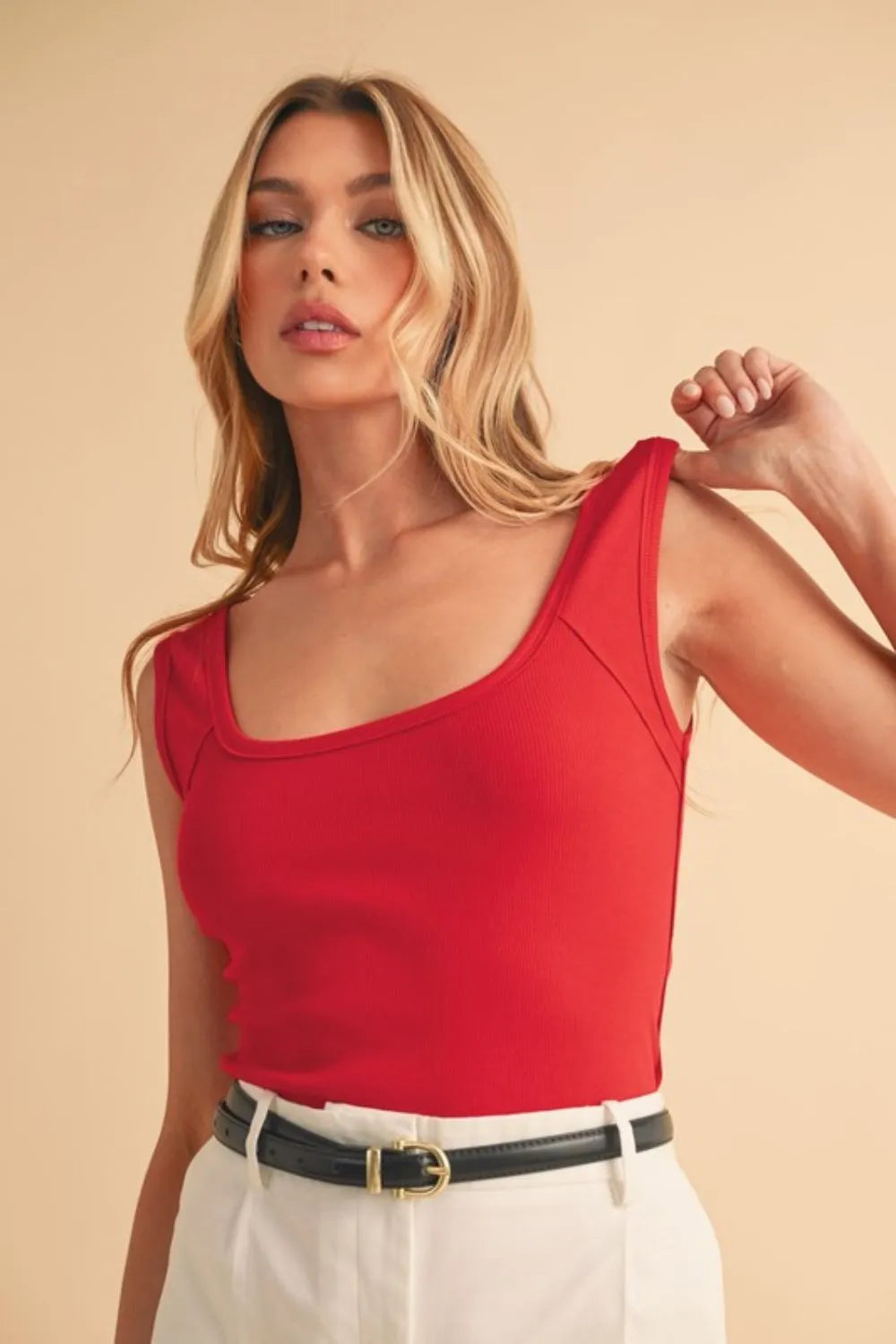 Aemi+Co Cherry square-neck wide-strap tank top