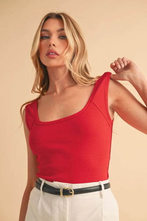 Aemi+Co Cherry square-neck wide-strap tank top