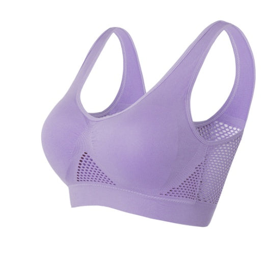 Women's everyday bra 2-pack in purple, racerback with mesh side cutouts