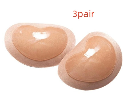 Silicone nipple covers bra pads, 3pair set, tan beige oval silicone pads