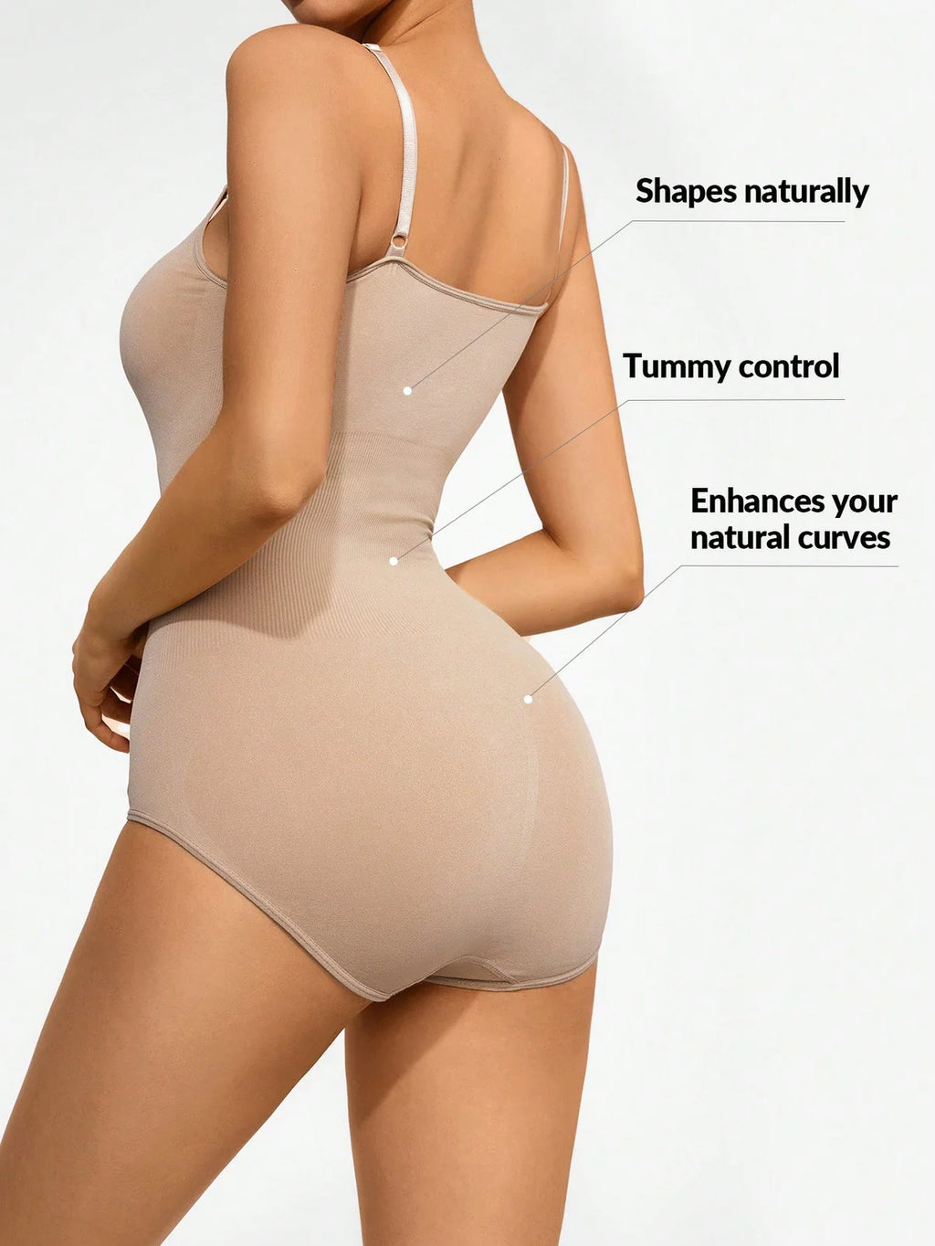 Dust Storm beige scoop neck bodysuit with high-back full coverage brief