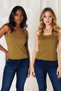 Basic cami mit Rundhalsausschnitt, schmaler Passform, olivgrün, Plus Size