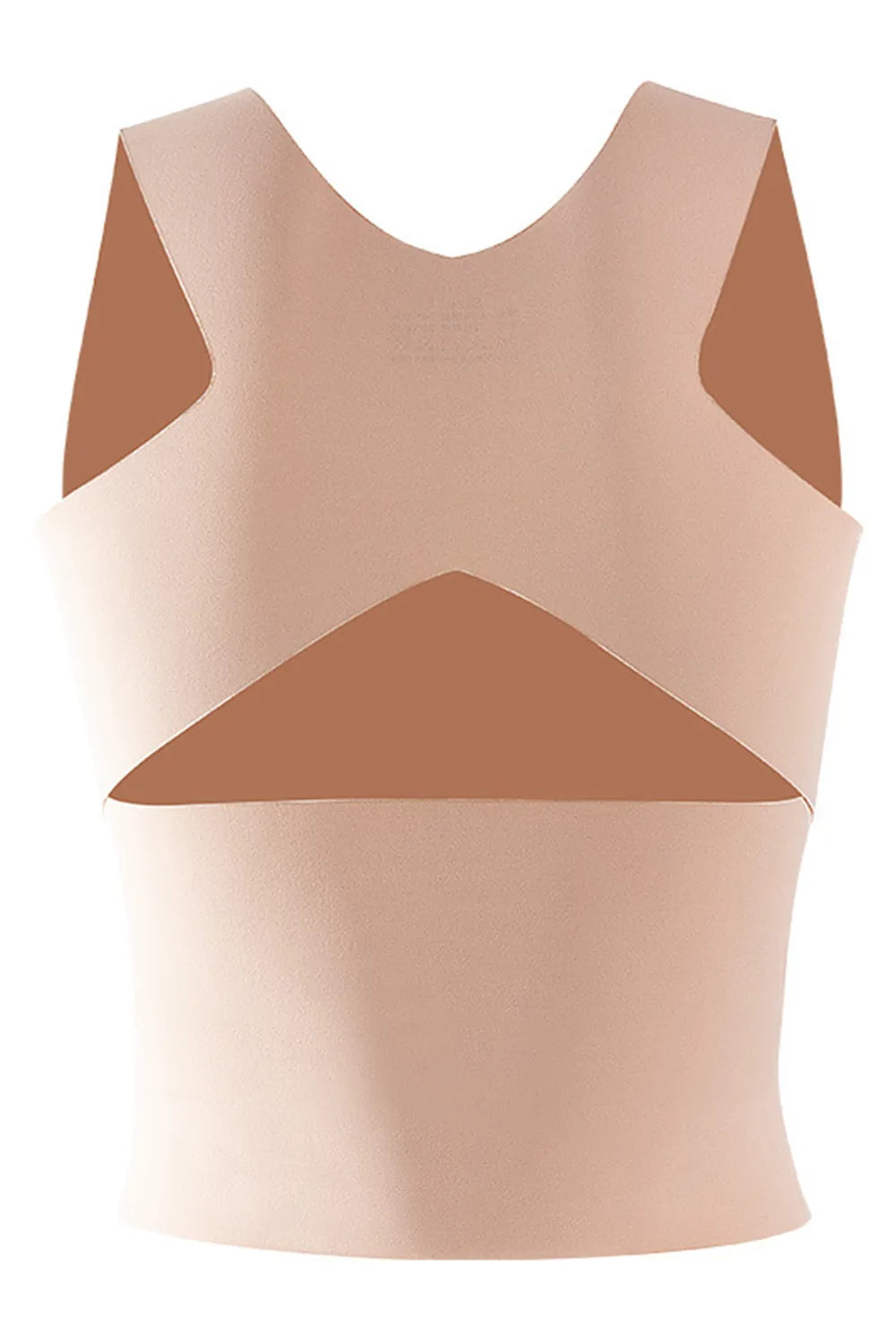 Apricot shapewear tank with scoop neckline and structured, contouring breast area