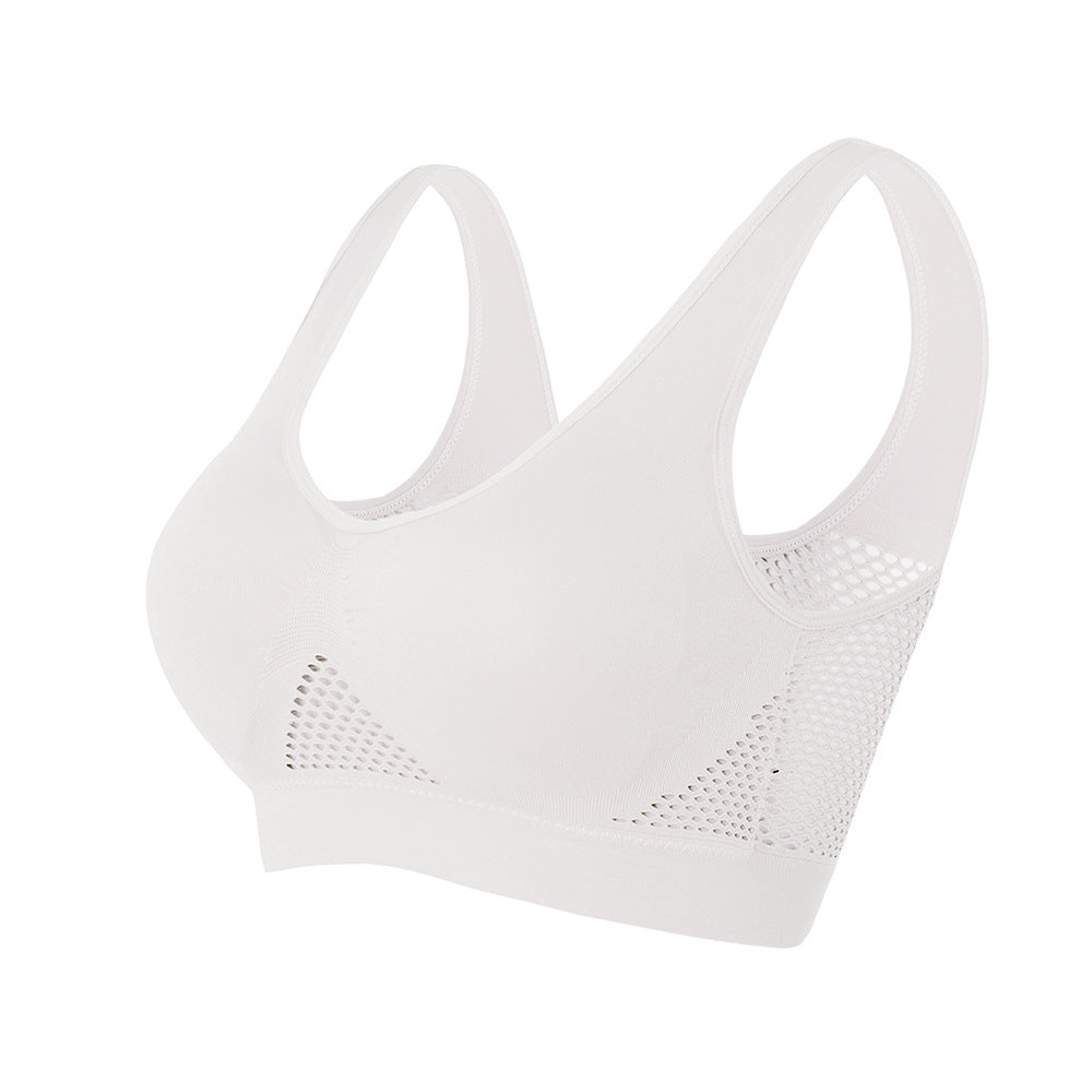 Women's everyday bra 2-pack in white, racerback with perforated mesh cups