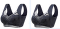 Pair of dark lace wireless push-up bras with floral cups and wide smoothing straps