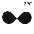 Black seamless strapless silicone bra, 2-pack of round push-up cups