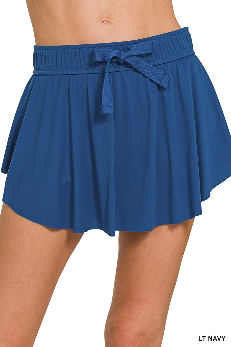 Tennisrock LT NAVY, Rüschen-Saum, elastischer Bund mit Bindeband
