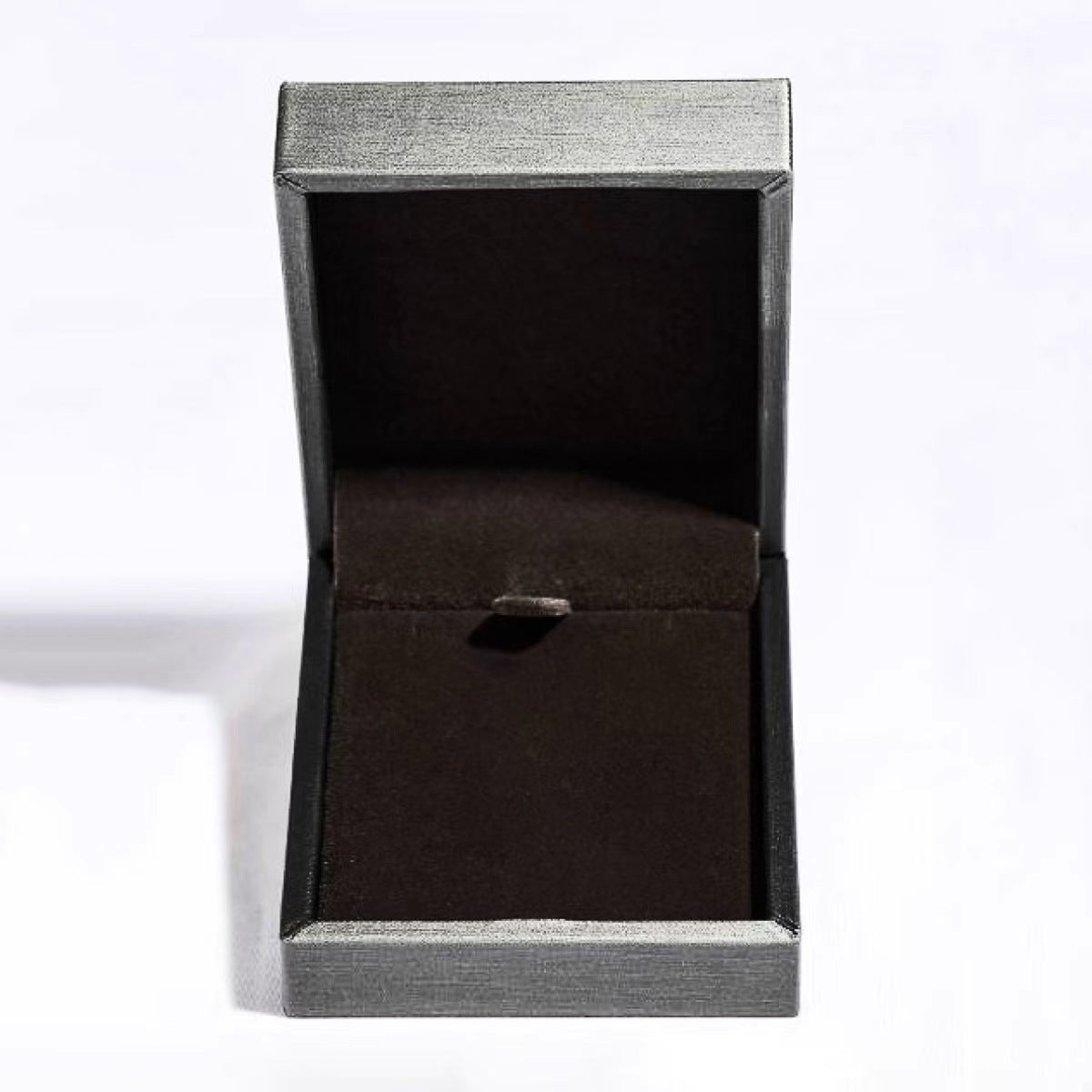 Small black jewelry gift box with open lid for pendant necklace