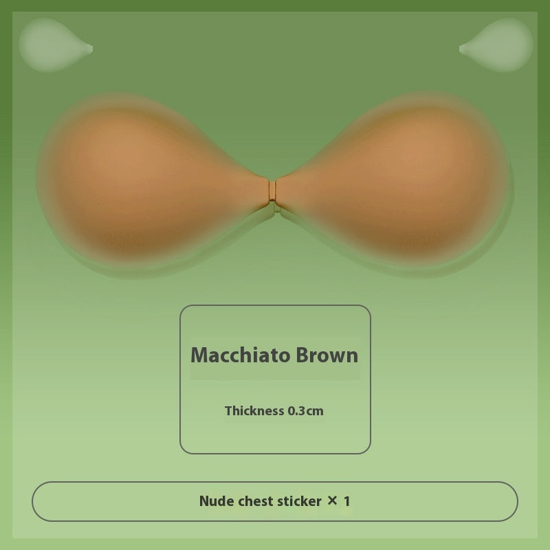 Silicone adhesive bra cups, macchiato brown color medium-light with center seam