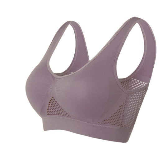Women's everyday bra 2-pack in lavender, racerback with mesh side panels