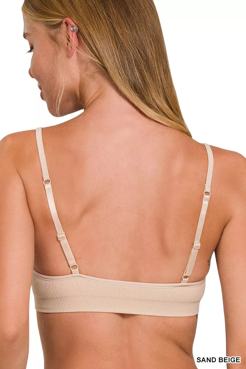 SAND BEIGE seamless classic bra, full back with adjustable straps and elastic underband