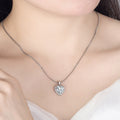 Silver heart moissanite pendant necklace on a chain, heart-shaped stone centerpiece