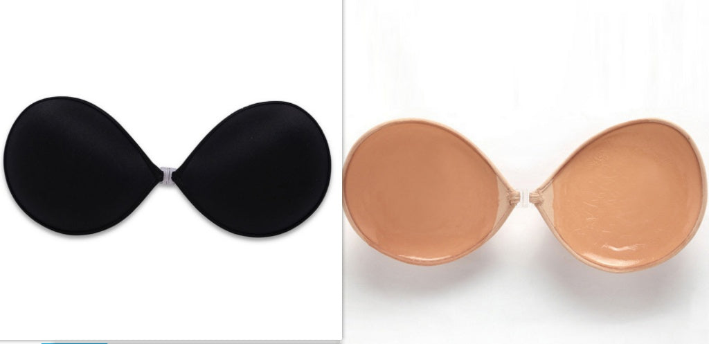 Black and nude silicone bra cups, seamless molded pair