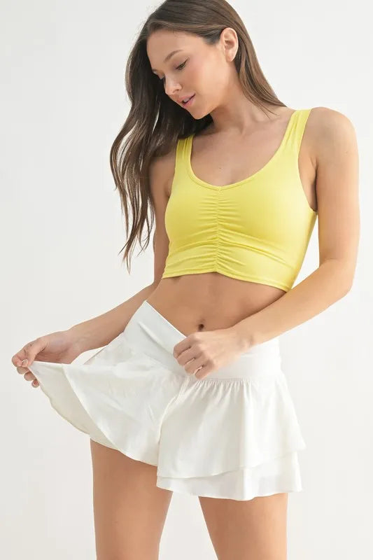 MONO B Tanktop mit geraffter Vorderseite, leuchtend gelb (LEMON), ärmellos