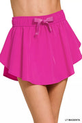 LT magenta soft woven active skort with elastic waistband and bow detail