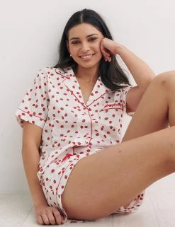 Nobody's Child Pyjamas Pure Cotton Strawberry Print Shortie Set