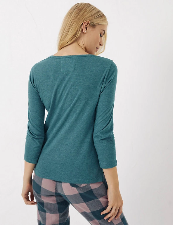 FatFace Pyjamas Cotton Rich Lace Trim Pyjama Top 6 FatFace Pyjamas Cotton Rich Lace Trim Pyjama Top - Image 4