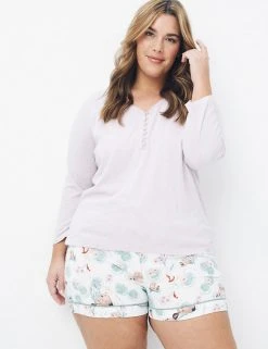 FatFace Pyjamas Cotton Rich Lace Trim Pyjama Top