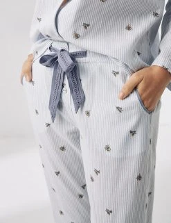 FatFace Pyjamas Pure Cotton Bee And Stripe Print Pyjama Set -Lingerie Sales Shop SD 10 T83 4308 ZJ X EC 1
