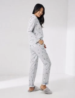FatFace Pyjamas Pure Cotton Bee And Stripe Print Pyjama Set -Lingerie Sales Shop SD 10 T83 4308 ZJ X EC 2