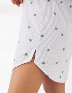 FatFace Nightdresses Pure Cotton Striped Bee Print Nightshirt -Lingerie Sales Shop SD 10 T83 4310 ZJ X EC 1