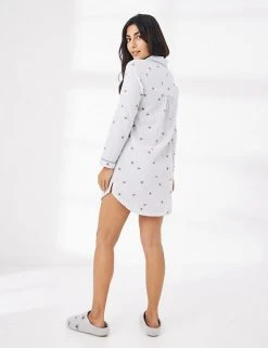 FatFace Nightdresses Pure Cotton Striped Bee Print Nightshirt -Lingerie Sales Shop SD 10 T83 4310 ZJ X EC 2