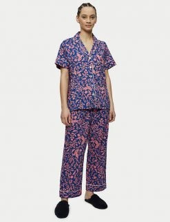 Jigsaw Pyjamas Cotton Blend Floral Cropped Pyjama Set